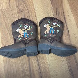 Kids Toy Story Brown Cowboy Boots with Cartoon Design
